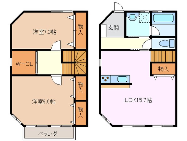 津駅 徒歩15分 1階の物件間取画像